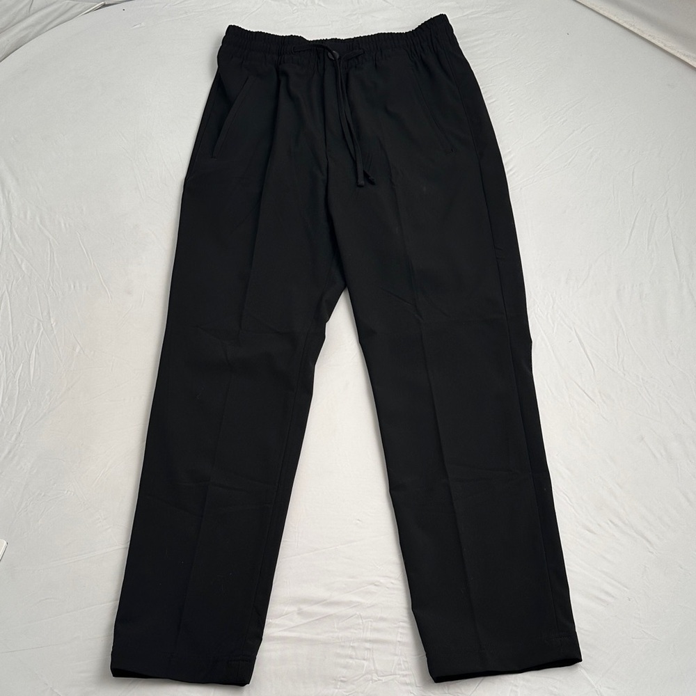 HM black elastic waist trousers with drawstring and zip and button closure
